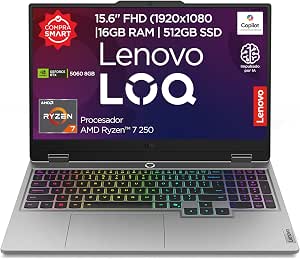 LAPTOP GAMING LENOVO LOQ 15 INGLES 15.3 PULG RYZEN 7-250 16GB 512GB RTX 5060 8GB WIN 11 83TN0003US GRIS